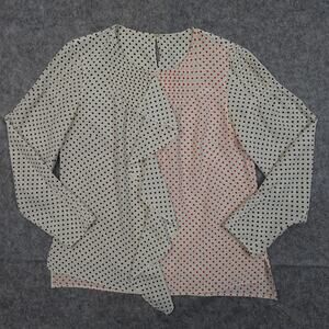 Akris Top Womens 4 Silk Blouse Ruffle Front Pintuck Details Polka Dot Crew Neck
